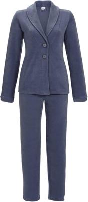 Chique fleece doorknooppyjama blauw