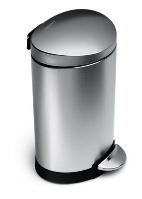 Simplehuman Afvalemmer Half Rond 10 liter (zilver)