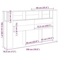 Hoofdeinde kas Zwart eiken 180 x 18,5 x 102,5 cm Bewerkt hout - thumbnail