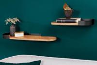 Moderne set van 2 wandplanken PURE NATURE 60cm zwart mangohout massief metaal handgemaakt - 44307 - thumbnail