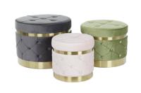 Voetensteun DKD Home Decor 60 x 60 x 47 cm Fluweel Hout MDF - thumbnail