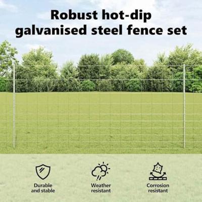 VidaXL Hek met paal zilver 1,2 x 25 m staal