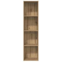 Boekenkast/tv-meubel 36x30x143cm bewerkt hout oud houtkleurig - thumbnail