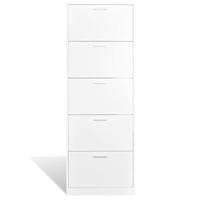 VidaXL Schoenenkast hout met 5 opbergvakken wit - thumbnail