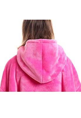Draagbare deken met capuchon & mouwen - kind - roze - thumbnail