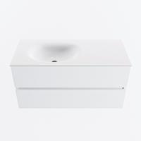 MONDIAZ VICA 100cm badmeubel onderkast Talc 2 lades. Wastafel MOON links 1 kraangat, kleur Talc. - thumbnail