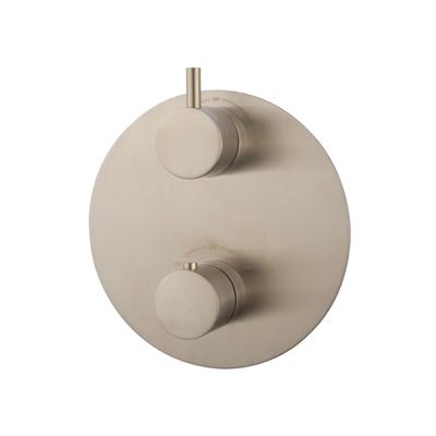 Caral Rond afbouwdeel inbouwthermostaat 2 weg geborsteld staal