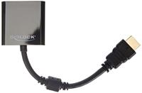 Delock 65512 HDMI / VGA Adapter [1x HDMI-stekker - 1x D-sub bus 15-polig] Zwart 0.25 m - thumbnail