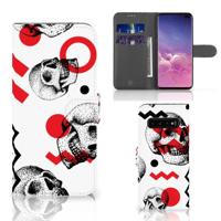 Telefoonhoesje met Naam Samsung Galaxy S10 Plus Skull Red - thumbnail
