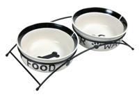 TRIXIE VOERBAK / DRINKBAK SET EAT ON YOUR FEET WIT / ZWART 2X1,6 LTR 20 CM - thumbnail