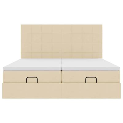 Ottoman bed met matrassen 180x200cm stof crèmekleurig
