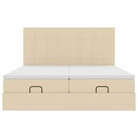 Ottoman bed met matrassen 180x200cm stof crèmekleurig - thumbnail