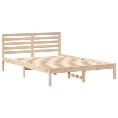 Bedframe met hoofdeinde Bruin 140 x 220 cm Massief grenenhout