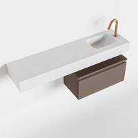 MONDIAZ ANDOR 60cm toiletmeubel smoke. LEX 120cm wastafel talc rechts 1 kraangat - thumbnail