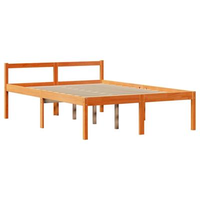 Bedframe met hoofdbord massief grenenhout wasbruin 150x200 cm
