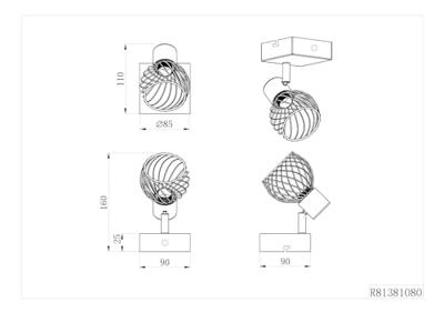 Trio Design wandlampArdon zwart met goud - R81381080