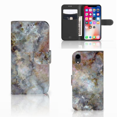 Apple iPhone Xr | Bookcase | Marmer Grijs Apple iPhone Xr | Bookcase | Marmer Grijs