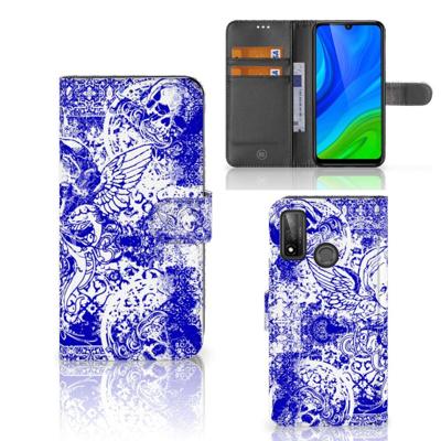 Telefoonhoesje met Naam Huawei P Smart 2020 Angel Skull Blauw Telefoonhoesje met Naam Huawei P Smart 2020 Angel Skull Blauw