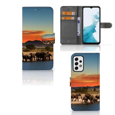 Samsung Galaxy A23 | Telefoonhoesje | Met pasjeshouder | Olifanten Samsung Galaxy A23 | Telefoonhoesje | Met pasjeshouder | Olifanten