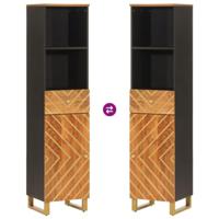 Badkamerkast 38x33,5x160 cm massief mangohout bruin en zwart - thumbnail