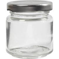 Creativ Company Glazen pot, h: 6,5 cm, d 5,7 cm, 100 ml, transparant, 12 stuk/ 1 doos - thumbnail