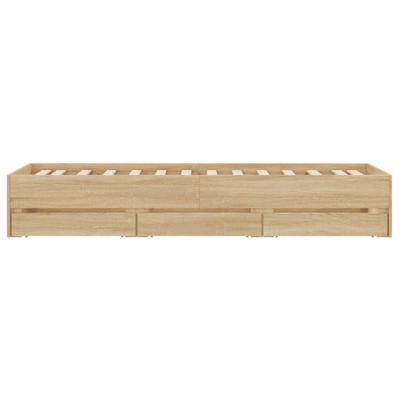 Bedframe met lades bewerkt hout sonoma eikenkleurig 90x200 cm - thumbnail