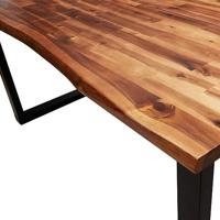 Eettafel met natuurlijke rand 160x80x75 cm massief acaciahout - thumbnail