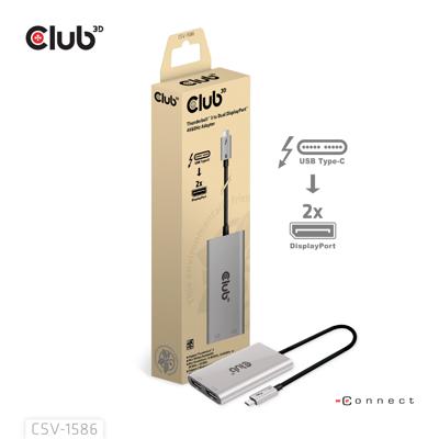 club3D Thunderbolt 3 Adapter [1x Thunderbolt 3-stekker (USB-C®) - 2x DisplayPort bus] CSV-1586 0.22 m
