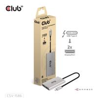 club3D Thunderbolt 3 Adapter [1x Thunderbolt 3-stekker (USB-C®) - 2x DisplayPort bus] CSV-1586 0.22 m - thumbnail