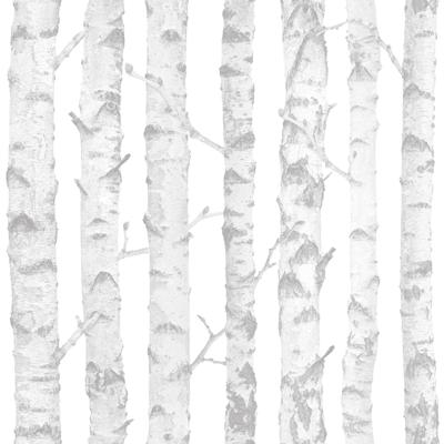 Dutch Wallcoverings Joy - Berkenbomen - Wit/Grijs