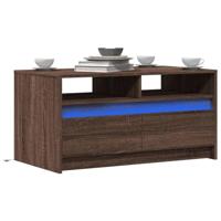 Salontafel met LED-verlichting bewerkt hout bruin eikenkleur - thumbnail