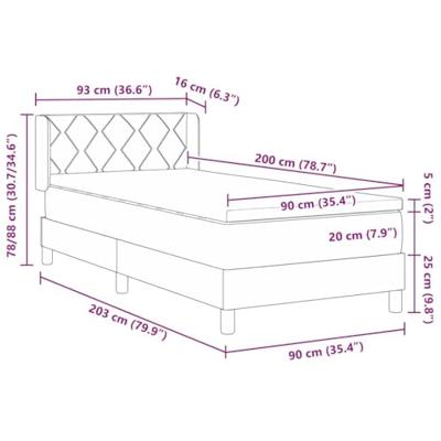 Boxspring Bed met Matras in Crème, 90 x 200 cm, Stof