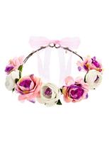 Haarband Bloemen Roze/Wit Luxe - thumbnail