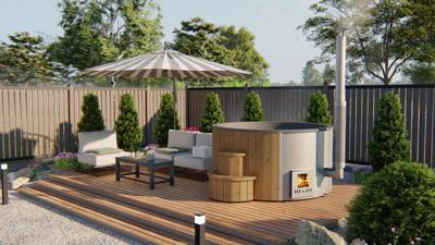 Hottub deluxe incl. RVS houtkachel en kachelpijp Ø200 cm- - Hout- Tuindeco