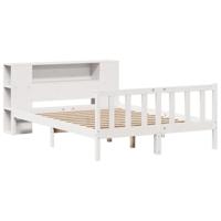 Bed met boekenkast zonder matras grenenhout wit 140x190 cm - thumbnail