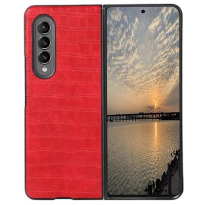 Lunso - Samsung Galaxy Z Fold4 - Croco patroon cover hoes - Rood Lunso - Samsung Galaxy Z Fold4 - Croco patroon cover hoes - Rood