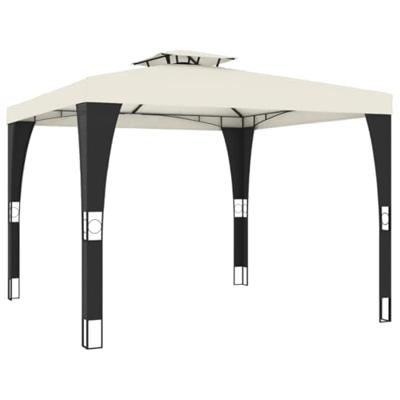 Prieel met dubbel dak 2,98x2,98 m staal crmekleurig