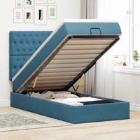 Ottoman bed met matrassen 100x200cm fluweel donkerblauw - thumbnail