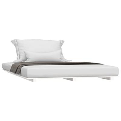 Bedframe massief grenenhout wit 120x200 cm