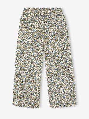Wijde legging met golvend effect voor meisjes wit, bedrukt