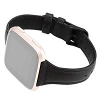 Fitbit Versa 1 / 2 & Lite Lederen bandje - Zwart - thumbnail