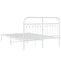 Bedframe met hoofdbord metaal wit 135x190 cm - thumbnail