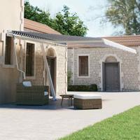 Luifel vrijstaand automatisch 400x300 cm blauw en wit - thumbnail