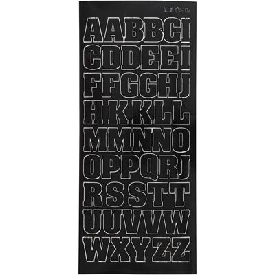 Creativ Company Stickers, grote hoofdletters, vel 10x23 cm, zwart, 1 vel