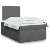 Boxspring met matras stof donkergrijs 120x200 cm - thumbnail