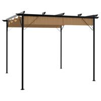 Pergola met uittrekbaar dak 180 g/m² 3x3 m staal taupe - thumbnail