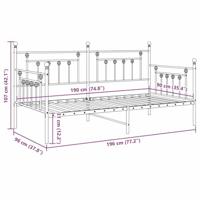 Bedframe voor een daybed met hoofdeinde Wit 90 x 190 cm Staal - thumbnail