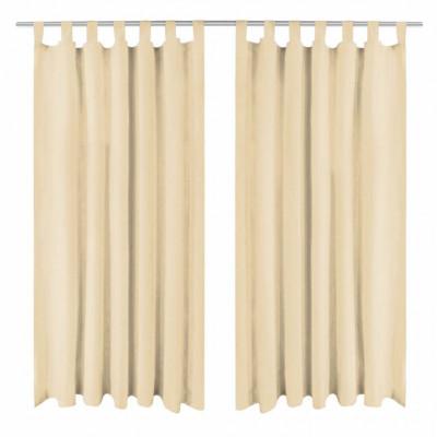 VidaXL Micro-satijnen gordijnen met lussen 140x225 cm beige 2 st VidaXL Micro-satijnen gordijnen met lussen 140x225 cm beige 2 st