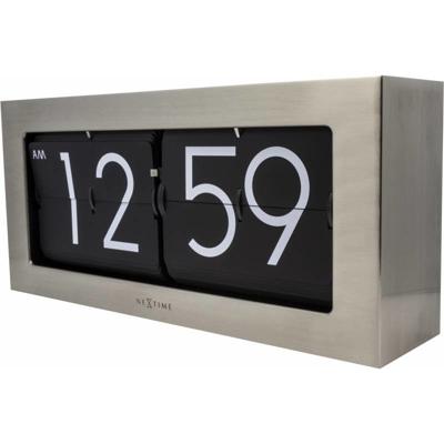 NeXtime klok 5198zi big flip, 16,7x36 cm, flip-over, silver