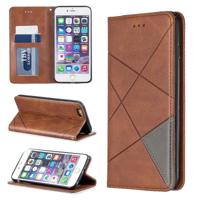 Rhombus textuur horizontale Flip magnetische lederen draagtas met houder & kaartsleuven & portemonnee voor iPhone 6 plus & 6s plus (bruin) - thumbnail